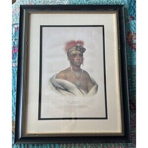 Mon-Chonsia, Kansas Portrait Native American McKenny Lithograph Framed